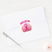 Geloof roze lintretrob vierkante sticker (Envelop)