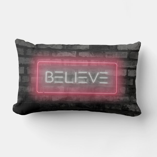Geloof roze Neon Sign Lumbar Pillow Kussen (Voorkant)
