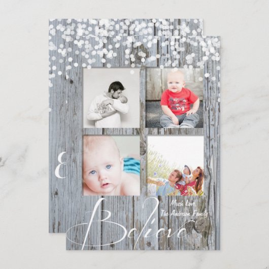 Geloof Rustisch Hood Sparkle Stars Kerstmis Feestdagenkaart (Voorkant / Achterkant)