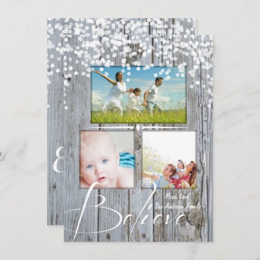 Geloof Rustisch Hood Sparkle Stars Kerstmis Feestdagenkaart (Voorkant / Achterkant)