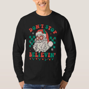 Geloof Santa Bril Groovy Retro Kerstmis T-shirt