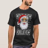 Geloof Santa Claus Sunbril UGLY Kerstfami T-shirt (Voorkant)