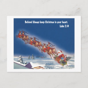 Geloof---------Santa en zijn rendier Feestdagenkaart