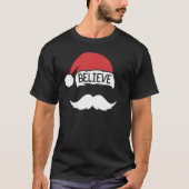 Geloof Santa Hat Mustache Familie Kerstmis T-shirt (Voorkant)