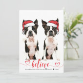Geloof Santa Hat Pet Photo Holiday Kaart (Staand voorkant)