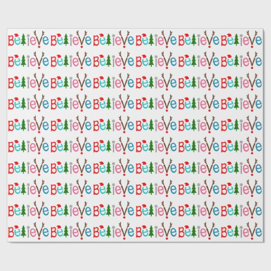 Geloof Santa Hat Reindeer Antlers | Kerstmis Cadeaupapier (Vlak)