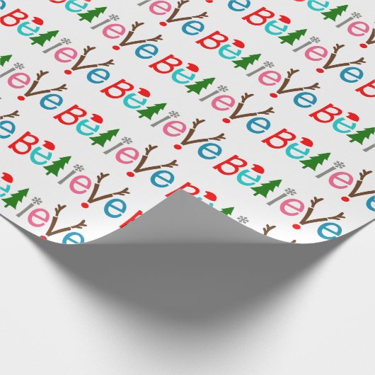 Geloof Santa Hat Reindeer Antlers | Kerstmis Cadeaupapier (Hoek)