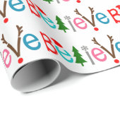 Geloof Santa Hat Reindeer Antlers | Kerstmis Cadeaupapier (Rol Hoek)