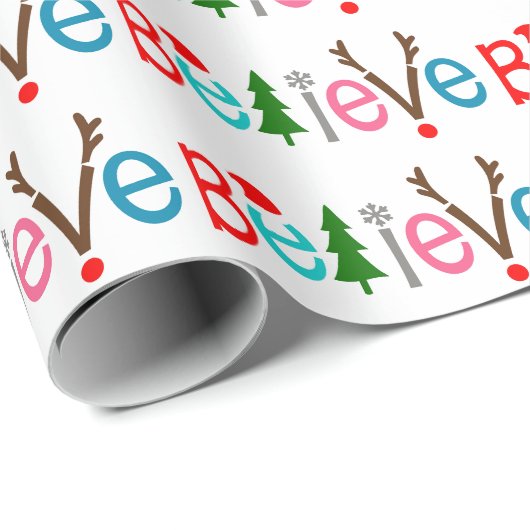 Geloof Santa Hat Reindeer Antlers | Kerstmis Cadeaupapier (Rol Hoek)