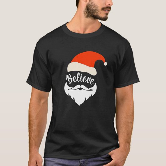Geloof Santa Mustache kerstkerstkerstkerstkerstker T-shirt (Voorkant)