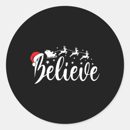 Geloof Santa Xmas Pyjama Fun Christmas Vibes Manne Ronde Sticker (Voorkant)