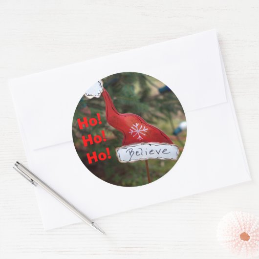 Geloof Santa's rood wit Pet Ronde Sticker (Envelop)