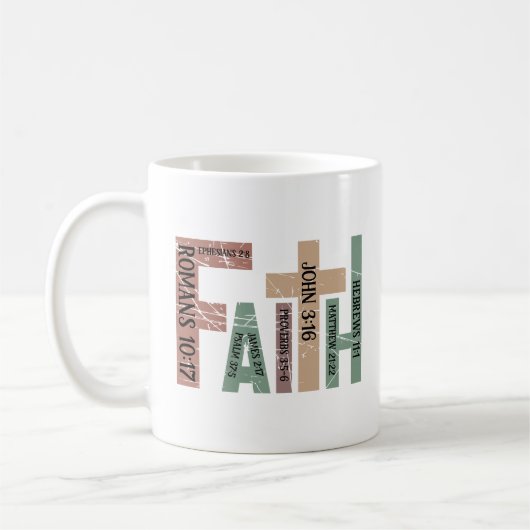 Geloof Schattige Kleurrijke Bijbelverzen Typografi Koffiemok (Links)