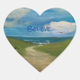 Geloof: Schilderachtig verf aan de zeezijde Hart Sticker