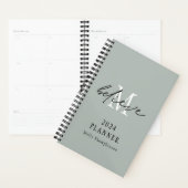 Geloof Script 2024 Naam Monogram Initiaal Sage Planner (Display)
