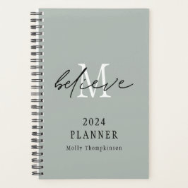 Geloof Script 2024 Naam Monogram Initiaal Sage Planner
