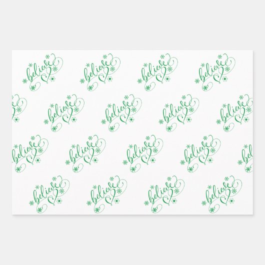 Geloof script | Classy Holiday Snowflake Flourish Inpakpapier Vel (Voorkant 2)