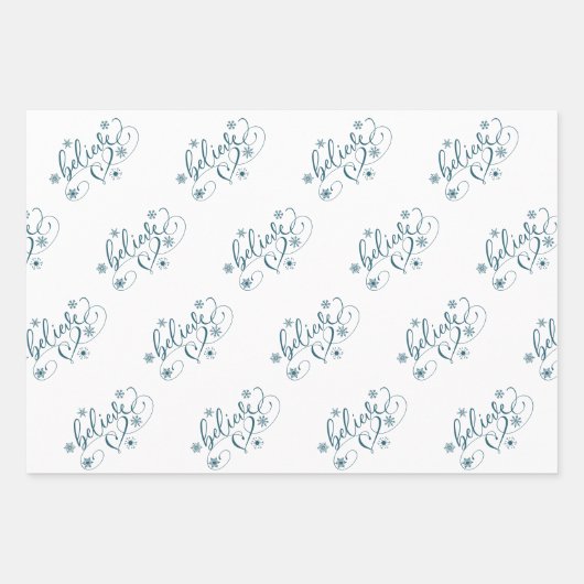 Geloof script | Classy Holiday Snowflake Flourish Inpakpapier Vel (Voorkant)
