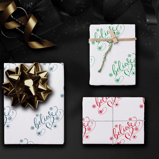 Geloof script | Classy Holiday Snowflake Flourish Inpakpapier Vel