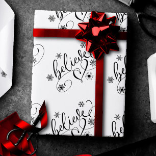 Geloof script   Eenvoudige feestdag Snowflake Flou Cadeaupapier