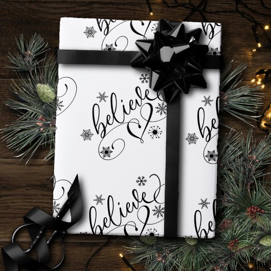 Geloof script | Eenvoudige feestdag Snowflake Flou Cadeaupapier