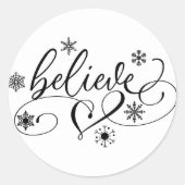 Geloof script | Eenvoudige feestdag Snowflake Flou Ronde Sticker (Voorkant)