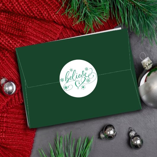 Geloof script | Eenvoudige feestdag Snowflake Flou Ronde Sticker