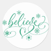 Geloof script | Eenvoudige feestdag Snowflake Flou Ronde Sticker (Voorkant)