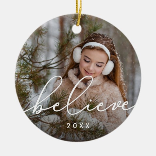 Geloof script | Foto Keramisch Ornament (Voorkant)