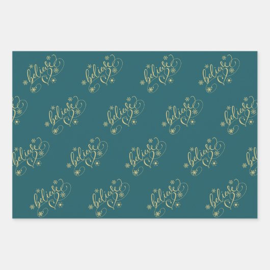 Geloof script | Gold Holiday Snowflake Floure Inpakpapier Vel (Voorkant)