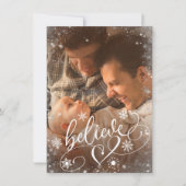 Geloof script | Kerstsneeuwvlok 2 Foto Feestdagenkaart (Voorkant)