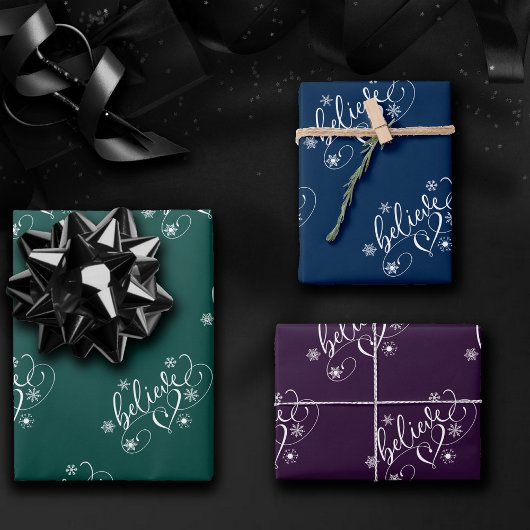 Geloof script | Moody Jewel Tone Holiday Floure Inpakpapier Vel