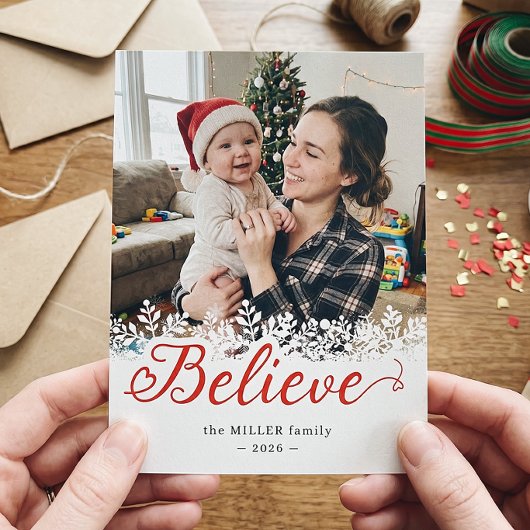 Geloof Script Sneeuwvlokken Overlay Kerst Foto Feestdagenkaart