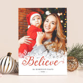 Geloof Script Sneeuwvlokken Overlay Kerst Foto Feestdagenkaart