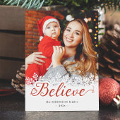 Geloof Script Sneeuwvlokken Overlay Kerst Foto Feestdagenkaart