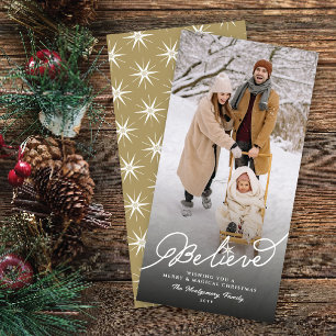 Geloof Script Star Religieuze Kerstmis Chique Foto Feestdagenkaart