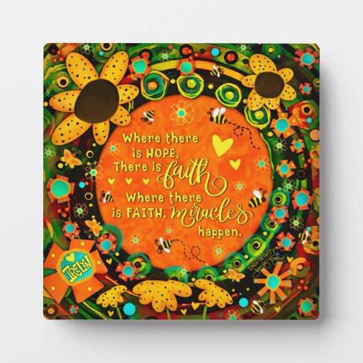 Geloof  Sinaasappel Geel Bloemen Bumblebee Irelyn Fotoplaat (Voorkant)