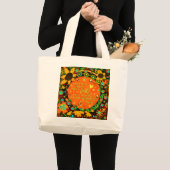 Geloof Sinaasappel Geel Bloemen Bumblebee Irelyn Grote Tote Bag (Voorkant (product))
