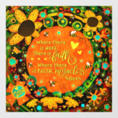 Geloof  Sinaasappel Geel Bloemen Bumblebee Irelyn Raamsticker (Vel)