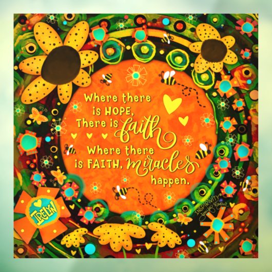 Geloof  Sinaasappel Geel Bloemen Bumblebee Irelyn Raamsticker (Vel 3)