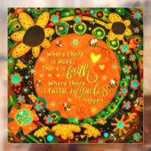 Geloof  Sinaasappel Geel Bloemen Bumblebee Irelyn Raamsticker (Vel 2)