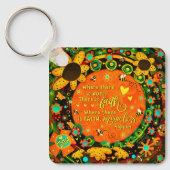 Geloof  Sinaasappel Geel Bloemen Bumblebee Irelyn Sleutelhanger (Voorkant)