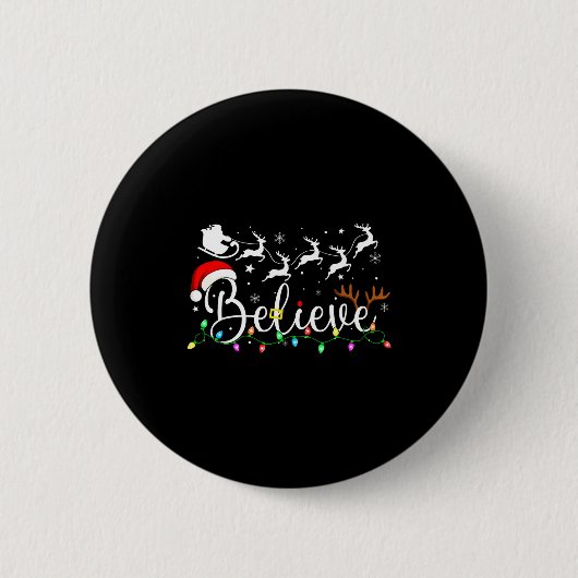 Geloof Sinterklaas Geloof Kerstmis Matching Pyjama Ronde Button 5,7 Cm (Voorkant)