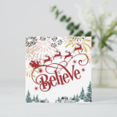 Geloof | Slaap van de kerstman met vliegende rendi Feestdagenkaart (Staand voorkant)