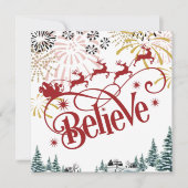 Geloof | Slaap van de kerstman met vliegende rendi Feestdagenkaart (Voorkant)