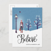 GELOOF | Sneeuwlandschap met winterkardinaal vogel Feestdagenkaart (Voorkant / Achterkant)