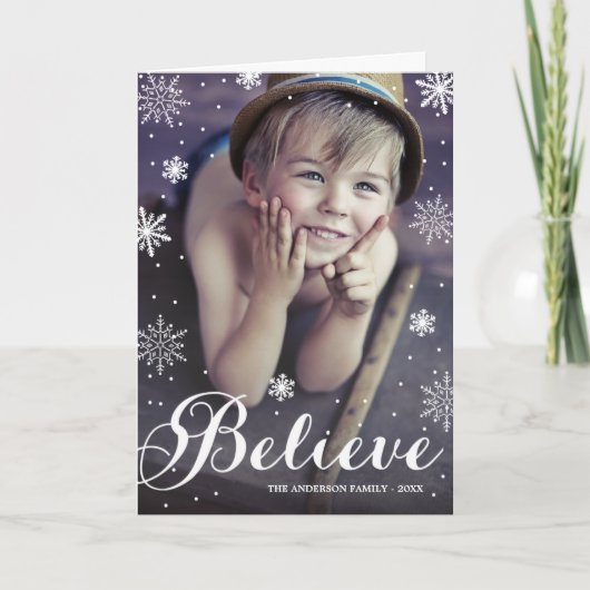 Geloof Sneeuwvlokken | Gevouwen Wenskaart van de Feestdagen Kaart (Voorkant)