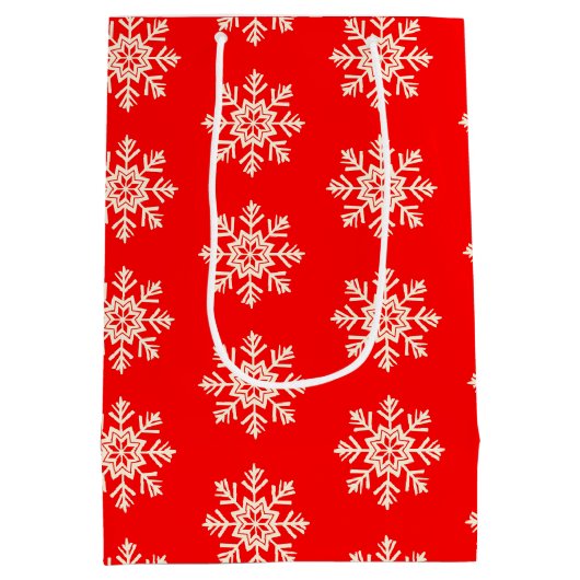 Geloof | Sneeuwvlokken Patroon | Rood en Wit Medium Cadeauzakje (Achterkant)