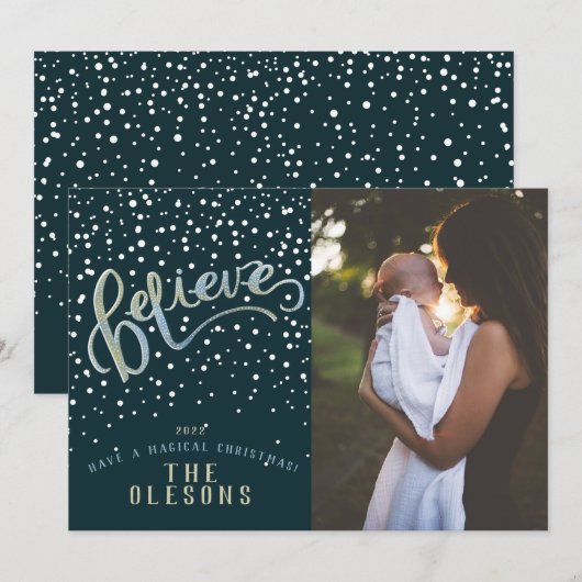 Geloof Snow Photo Holiday Card Feestdagenkaart (Voorkant / Achterkant)