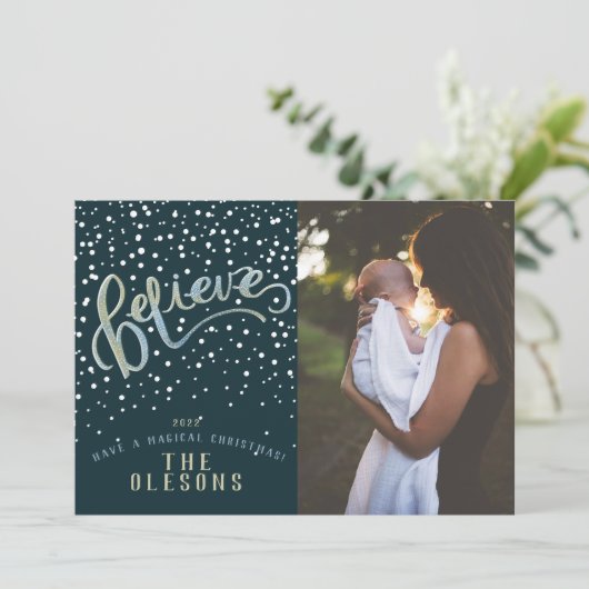 Geloof Snow Photo Holiday Card Feestdagenkaart (Staand voorkant)